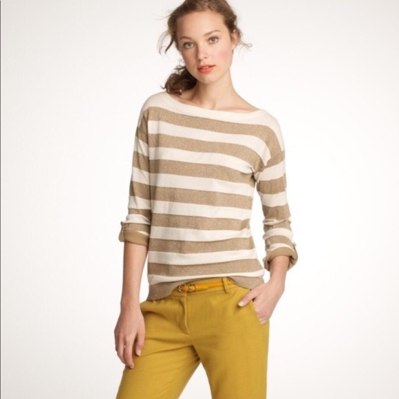 J. Crew Sweaters - J. Crew Gold & Cream Striped Sweater